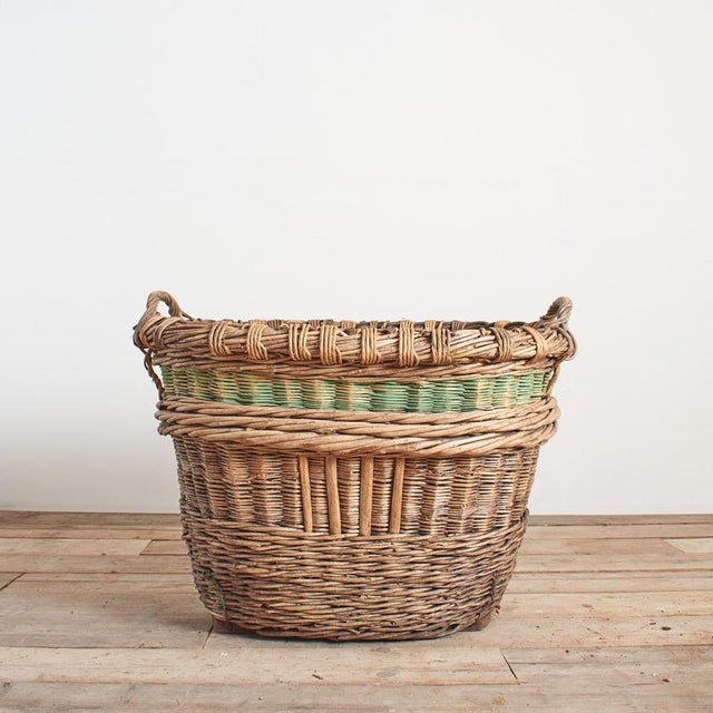 Antique French Champagne Grape Harvest Log Basket, 1920s For Sale - Image 3 of 8