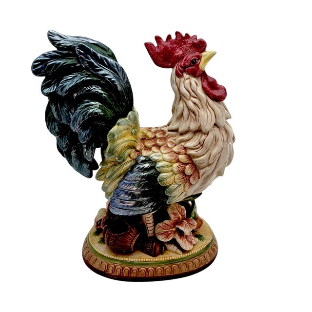 Fitz & Floyd Mediterranean Rooster Figurine Large Ceramic Hand Painted 16" For Sale In San Francisco - Image 6 of 18