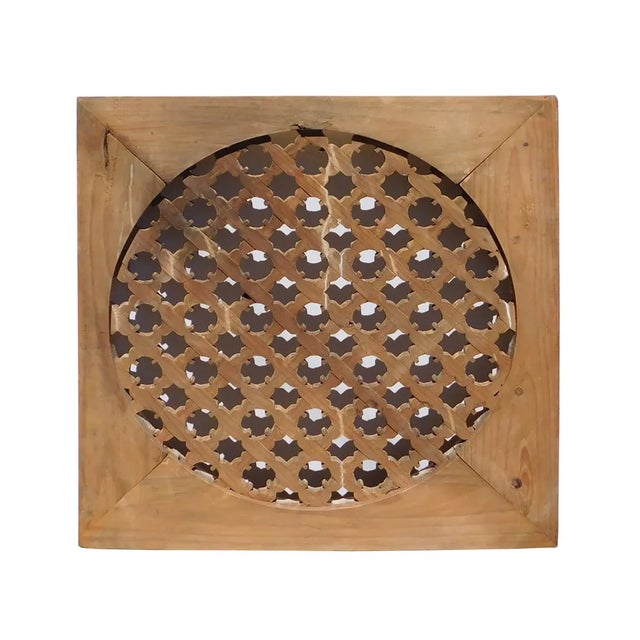 1970s Chinese Rustic Flower Star Geometric Wood Panel For Sale - Image 5 of 6