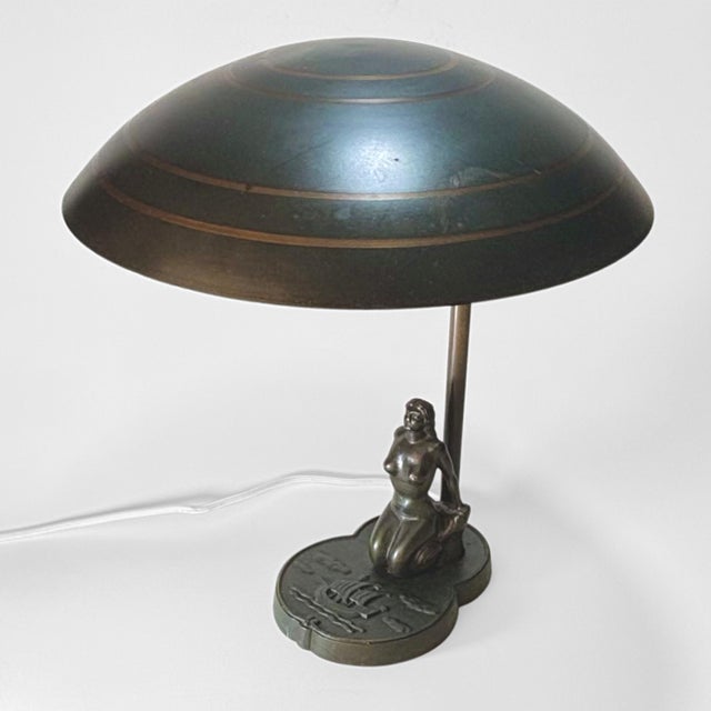 Vintage Swedish Grace Mermaid Table Lamp in Bronze from Malmö Metallvarufabrik, 1930s For Sale - Image 4 of 15