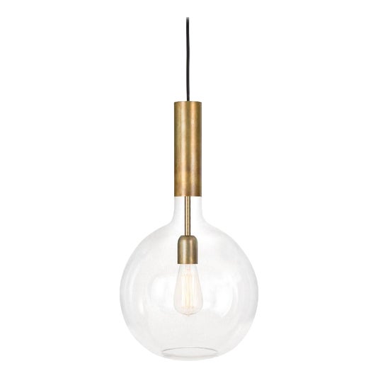 Rosdala Brass and Clear Glass Pendant Lamp by Sabina Grubbeson for Konsthantverk For Sale