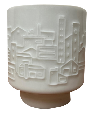 Vintage German Porcelain Mug Vase with Architecture Designs by Hans Achtziger for Hutschenreuther