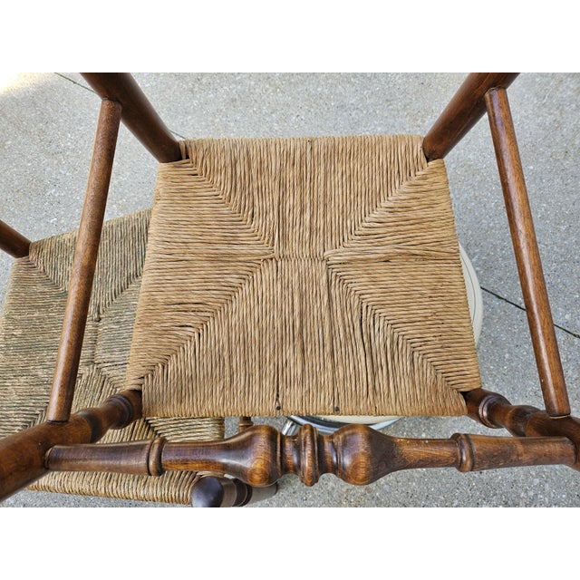 Rush Seat Ladder Back Chairs -Set of Four For Sale - Image 12 of 14