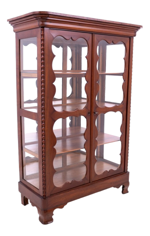 Antique Glass and Walnut Showcase Cabinet, Western Europe, 1890s
