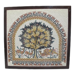 Hisham's Palace Tree of Life Animals Mosaic Tile Wall Hanging For Sale