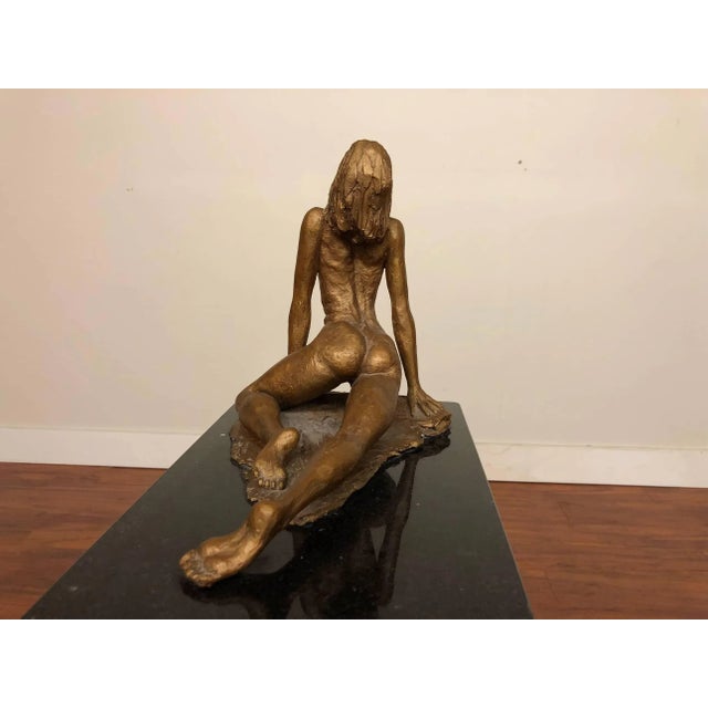 Female Nude Sculpture on a Mirrored Pedestal For Sale - Image 11 of 12