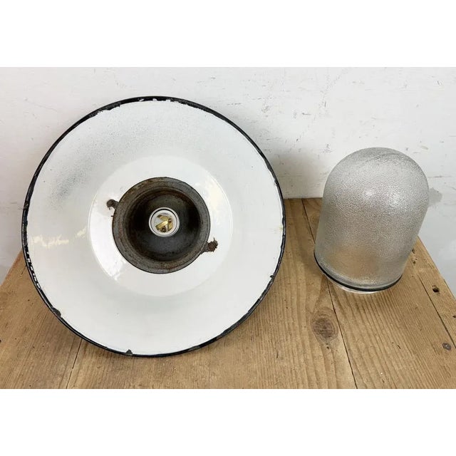 Industrial Green Enamel and Cast Iron Pendant Light, 1960s For Sale - Image 12 of 16