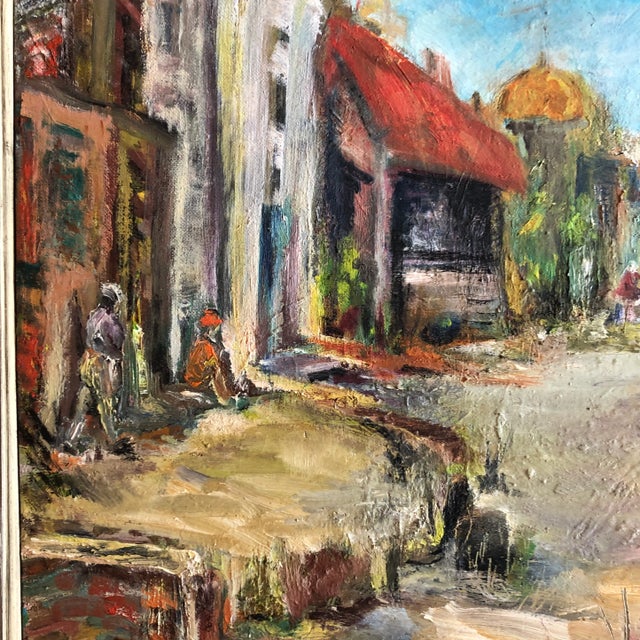Figurative Original Vintage 1960’s Eastern European Village Scene Painting by Gertrude Hammer For Sale - Image 3 of 7