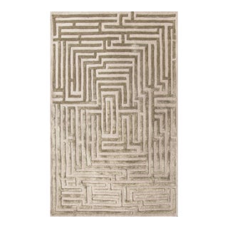 Anatolia Hand-Tufted Maze Rug, Wheat Tan, 9x12 For Sale