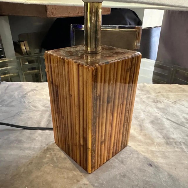 1960s Mid-Century Modern Riccardo Marzi Bamboo Resin Italian Table Lamp For Sale - Image 4 of 11