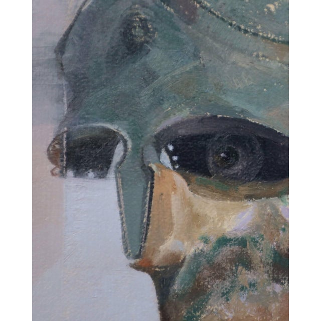 Contemporary Bionic Solder by Elena Burykina | Oil on panel Portrait of a robotic soldier. For Sale - Image 3 of 5