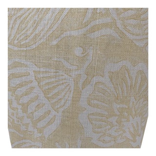 Pale Yellow Elizabeth Eakins Printed Linen Fabric- 2 Yards For Sale