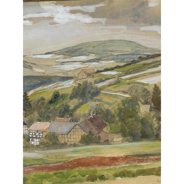 Heinrich Pforr, Wide Valley, Watercolor on Paper For Sale - Image 9 of 13