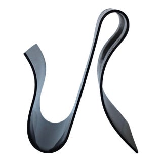 Front for Kartell Style Black Lucite Acrylic Magazine Rack Vintage For Sale