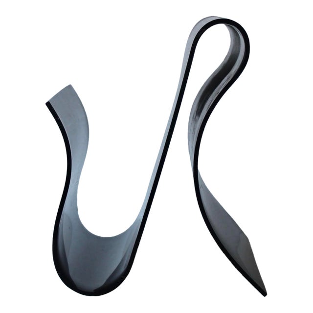 Front for Kartell Style Black Lucite Acrylic Magazine Rack Vintage For Sale