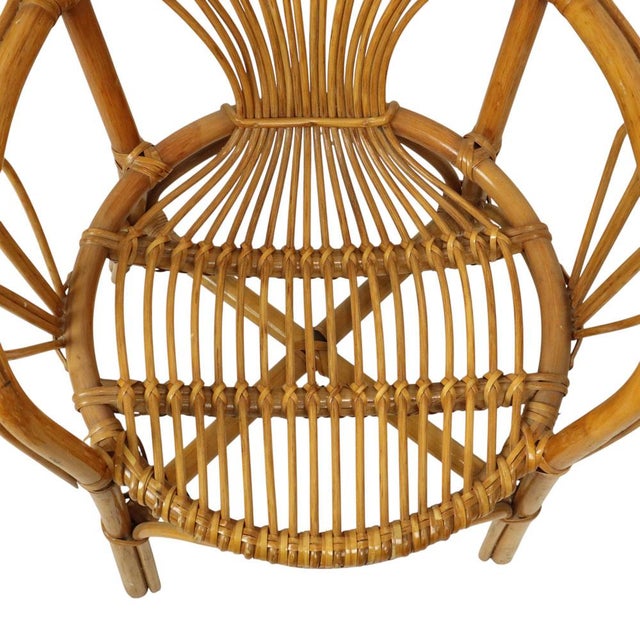 Brown Vintage Rattan Chair Armchair, 1970s For Sale - Image 8 of 11