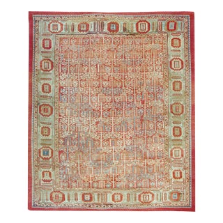 1880s Red-Rust Field Weeping Willow Antique Persian Bakshaiesh Rug 10'10" X 13' Handknotted Wool Carpet For Sale