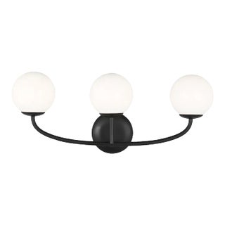 AERIN By Visual Comfort Studio Galassia 3-Light Vanity Fixture in Midnight Black For Sale