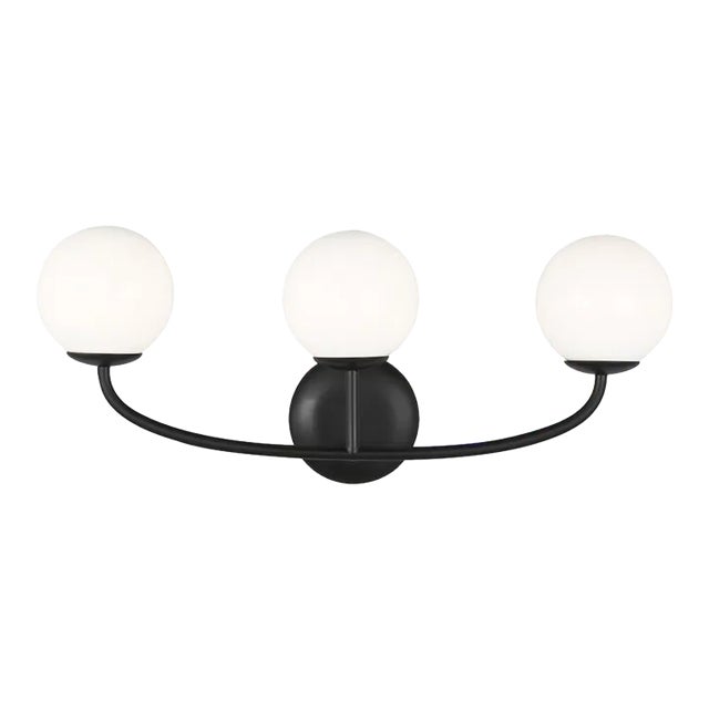 AERIN By Visual Comfort Studio Galassia 3-Light Vanity Fixture in Midnight Black For Sale