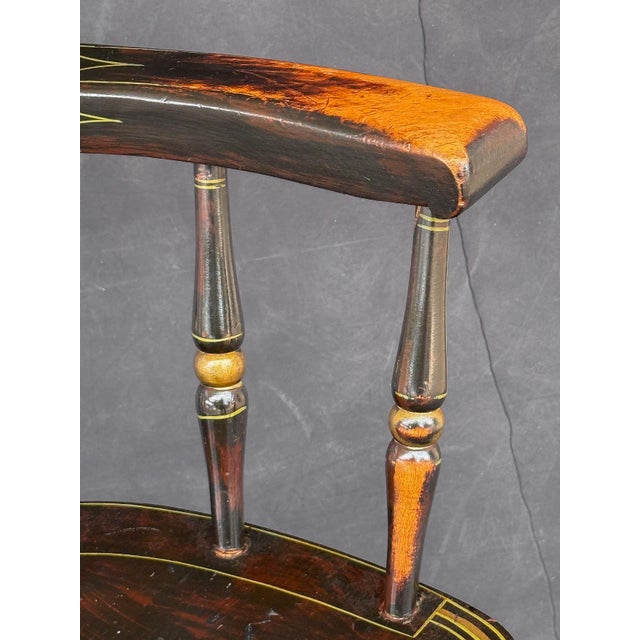 American Ebonized Captain's Chair With Federal Style Eagle and Stars For Sale - Image 16 of 18
