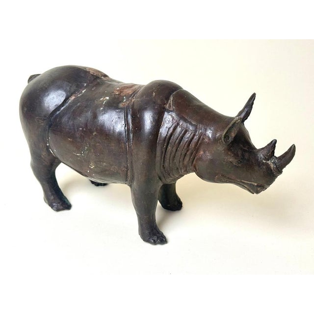 Handcrafted Bronze Rhinoceros Sculpture, 1960s For Sale - Image 6 of 15
