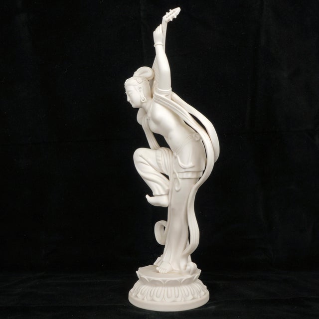 Chinese Dehua Jiyaun Art Apsara Sculpture Voice of Tiantu- Ji Qing Pipa C 1995 For Sale - Image 3 of 13