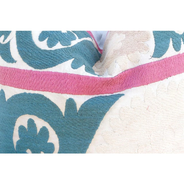 1960s Bashful Beige Vintage Suzani Pillow For Sale - Image 5 of 9