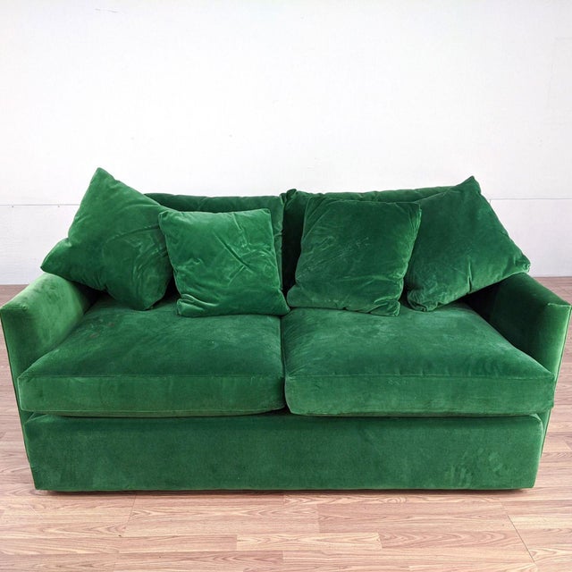 Crate & Barrel Green Velvet Sofa Chairish