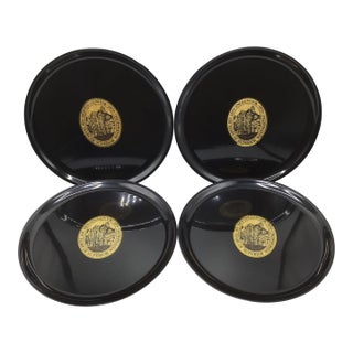 4 Vintage Couroc of Monterey Inglenook Wine 100 Year Commemorative Round Trays-Set of 4 For Sale