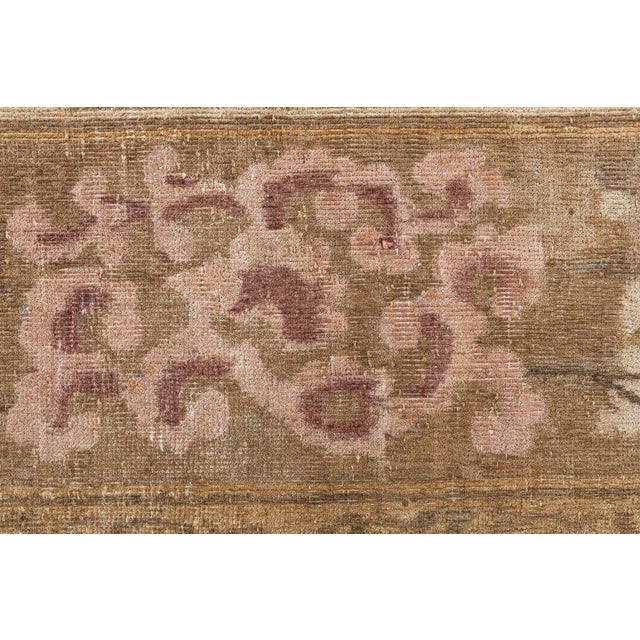 Textile Doris Leslie Blau Vintage Chinese Art Deco Floral Cream Beige Rug Lotus Design For Sale - Image 7 of 9