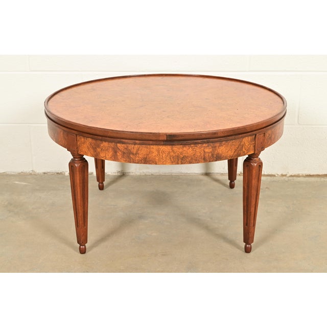 Baker Furniture French Regency Louis XVI Burled Wood Coffee Table or Cocktail Table, Circa 1960s For Sale - Image 10 of 10