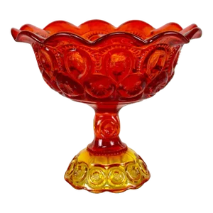 Vintage Victorian Orange Red Amberina Glass Compote Bowl