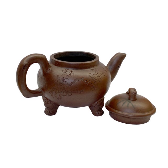 Chinese Chinese Handmade Yixing Zisha Clay Teapot With Artistic Accent For Sale - Image 3 of 5