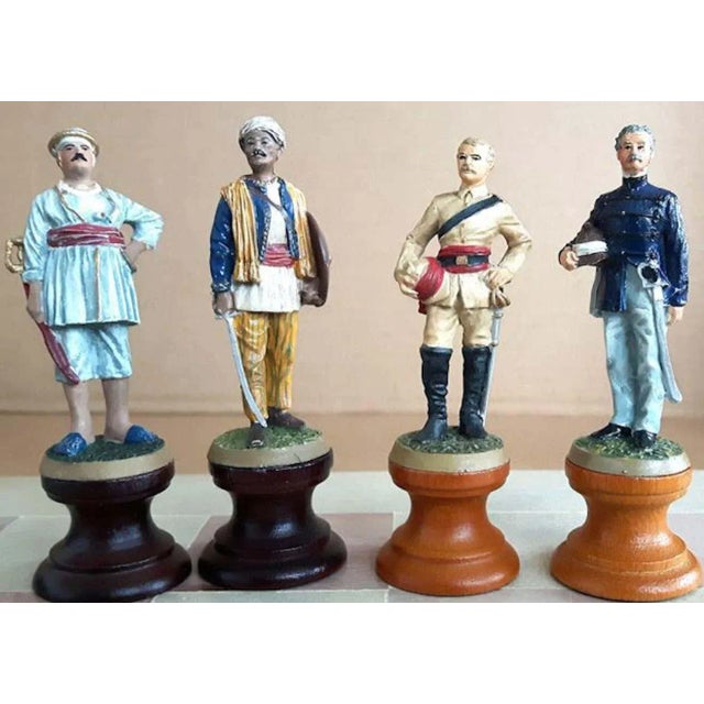 1980s "The Raj" Hand Painted India-British War 1857 Game Chess with Table For Sale - Image 10 of 13