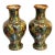 Green/Gold Singaporean Floral Cloisonne' Vases Set of Two For Sale