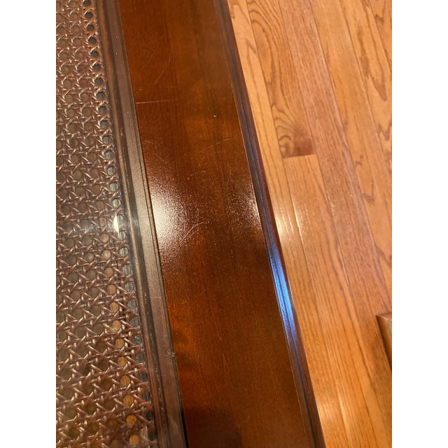 Ethan Allen British Classics Cane and Glass Coffee Table For Sale - Image 10 of 11