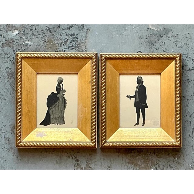 Vintage Silhouette Portraits in Gold Frames - Pair | Chairish