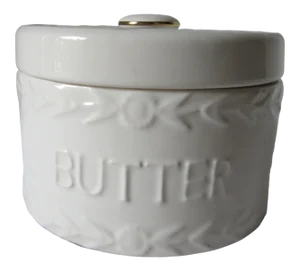 Vintage Ceramic Butter Crock With Flowers