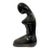 Mid-Century Modern Glossy Black Ceramic Abstract Kneeling Female Figurine - Peruvian Institutional Commemorative Sculpture For Sale