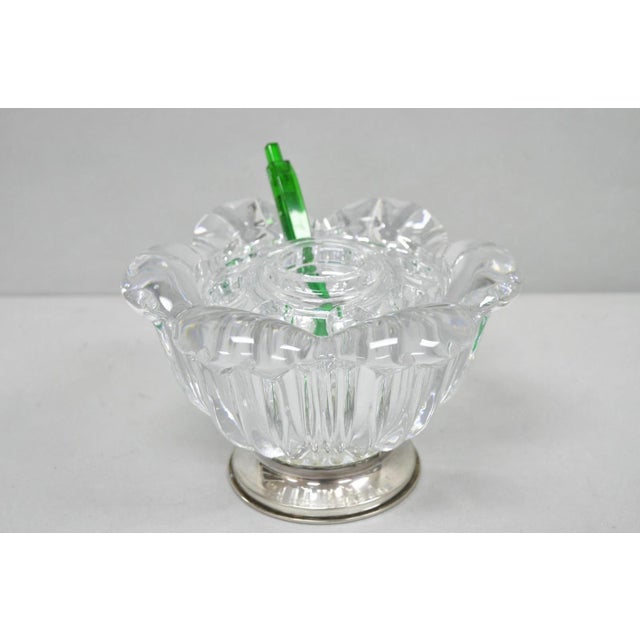 Vintage French Mid Century Modern Crystal Glass Flower Frog Flower Holder Vase For Sale - Image 11 of 11