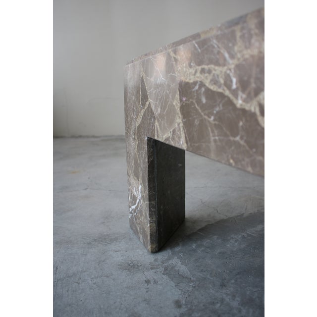 Brown Architectural Square Brown Italian Marble Coffee Table For Sale - Image 8 of 8