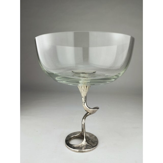 Mid-Century Modern Mid-Century Glass Bowl with Organically Shaped Metal Base by Kurt Jesch for Amadeo / Fratelli Tonini, 1970 For Sale - Image 3 of 12