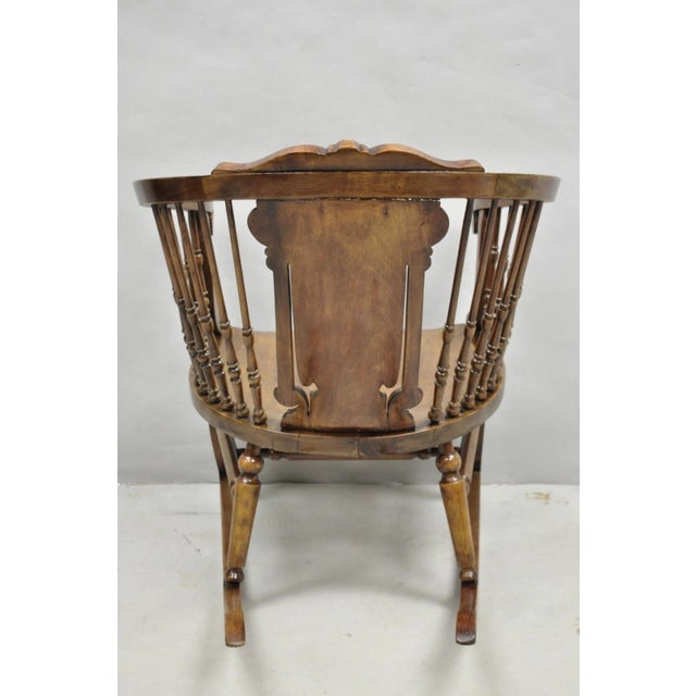 Antique American Victorian Carved Walnut Spindle Back Rocker Rocking Chair For Sale - Image 13 of 17