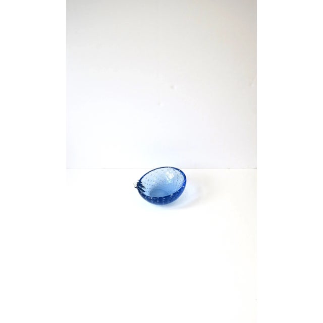 Seguso Italian Murano Blue Art Glass Bowl or Ashtray For Sale - Image 4 of 13