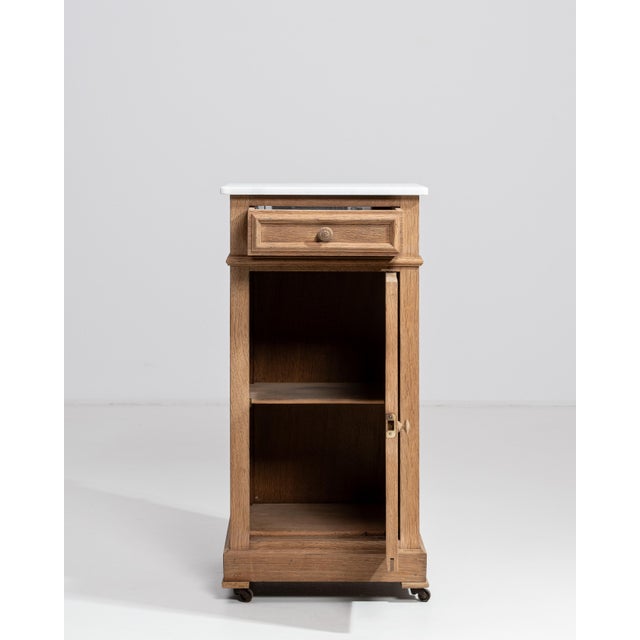 Gray Early 20th Century Oak Marble-Top Side Table On Casters For Sale - Image 8 of 14