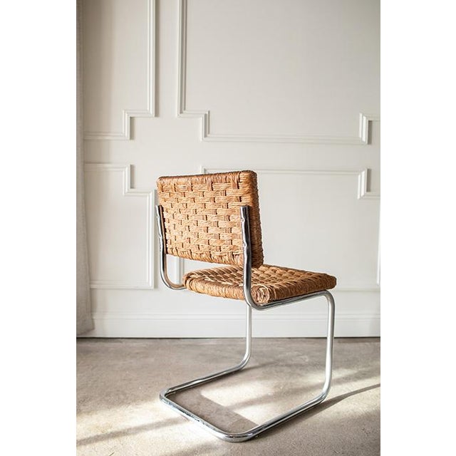 1970s 1970s Mid-Century Natural Woven and Chrome Cesca Cantilever Dining Chairs, Set of Four For Sale - Image 5 of 14