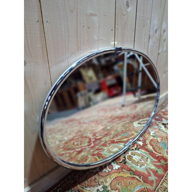 Large Vintage Art Deco Mirror in Chrome, 1920s For Sale - Image 3 of 7