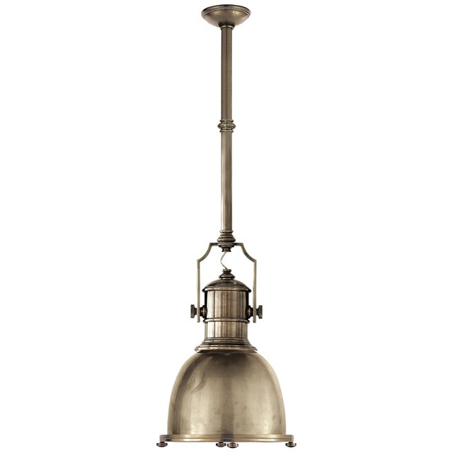 Country Industrial Small Pendant in Antique Nickel with Antique Nickel Shade Designer: Chapman & Myers Min. Custom Height:...