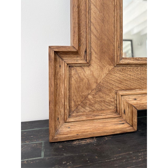 Architectural Oak Wall Mirror with Crossette Corners, France, 1920s For Sale - Image 6 of 11