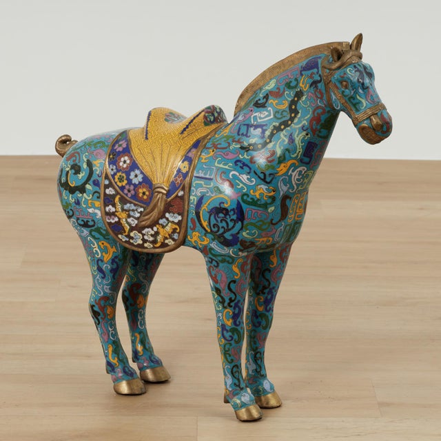 Pair of Vintage Chinese Cloisonne Horses For Sale - Image 15 of 18